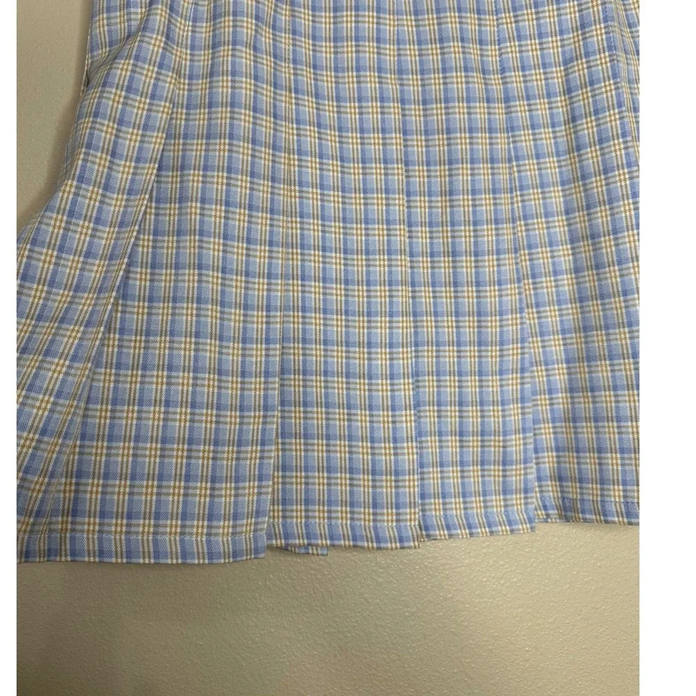 Elodie NWT Blue Plaid Pleated Mini Skirt Preppy Schoolgirl Checkered Large Chic